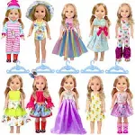 WONDOLL 10-Sets Doll-Clothes for American-14-inch-Dolls - Compatible with 14.5-inch-Dolls Handmade Clothes and Outfits Accessories Christmas