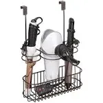 mDesign Steel Over Cabinet Door Hair Care/Styling Tool Storage Basket