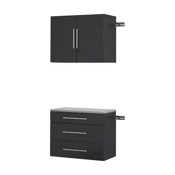 Prepac HangUps 30 in. W x 72 in. H x 16 in. D Storage Cabinet Set A in Black ( 2 Piece ) BRGW-0701-2M