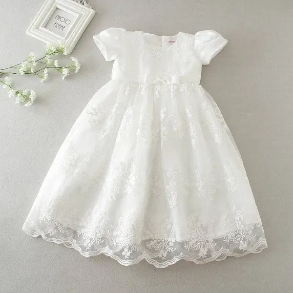 Pippa & Julie Baby Girls' Point Lace Christening Gown & Bonnet Set