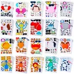 Sinceroduct Make Your Own Stickers for Kids, Make-a-Face Stickers, 100 Pack 20 Animals. Zoo Animals, Sea Creature, Dinosaur and More , Gift of