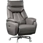 KINNLS Coast Power Office Recliner Chair - GF03A009ED03, Dual Motor / Cowhide Leather / Gray