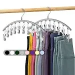 Volnamal Legging Organizer for Closet, Metal Yoga Pants Hanger w/Rubber Coated 2 Pack w/10 Clips Hold 20 Leggings, Hangers Space Saving Hanging Close