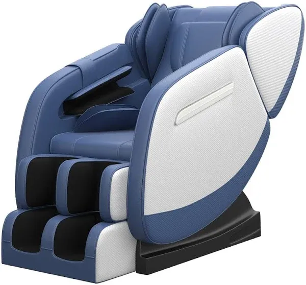 Real Relax® MM350 Affordable Zero Gravity Massage Chair Recliner Full Body Air Pressure Bluetooth Heat and Foot Roller blue