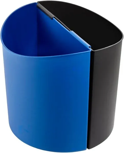 Safco Deskside Recycling Receptacles, 14 Gallons, 13 1/2"H x 13"W x 8"D, Black/Blue