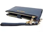 Michael Kors Jet Set Travel Double Zip Saffiano Leather Wristlet Navy