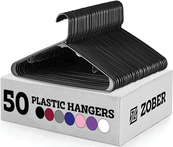 ZOBER Clothes Hangers Plastic Hangers for Shirts, Dresses, and Pants