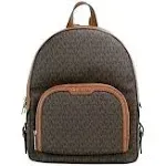 Michael Kors Jaycee Large Leather MK Print Logo Backpack Brown