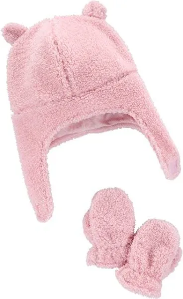 Infant girl 0-9 months winter hat and gloves