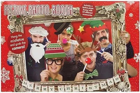 Photo Booth Props WIth Frame Christmas Theme Festive Holiday Party Fun