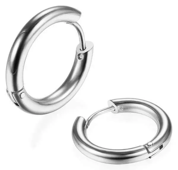 316L Surgical Stainless Steel Huggie Hoop Earrings 6mm 8mm 10mm 11mm 12mm 14mm Hypoallergenic Earrings Hoop Cartilage Helix Lobes Hinged Sleeper Earrings For Men Women