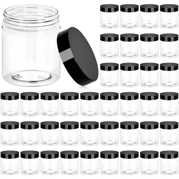 Eternal Moment 36 Pack 3 OZ Plastic Jars Round Clear Cosmetic Container Jars with Lids