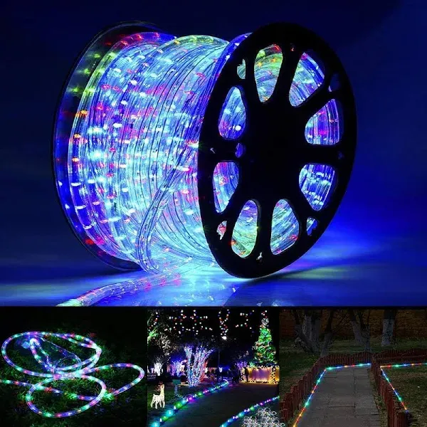 Toodour Christmas Rope Lights Outdoor, 98ft 720 LED Tube String Lights, 8 Modes Connectable Indoor Clear Tube Decorative Lighting for Garden, Patio, B