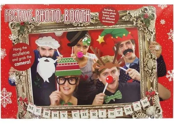 Festive Holiday Christmas Photo Booth Props with Card Frame Holiday Party Dec...