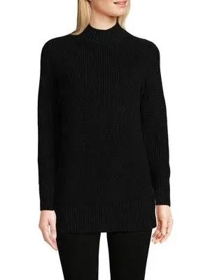 Lands' End Women's Drifter Shaker Easy Fit Mock Neck Tunic Sweater