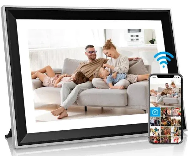 TEFTYMON Digital Picture Frame WiFi 10.1 Inch Smart Digital Photo Frames with 1280x800 HD IPS Touch Screen Electronic Picture Frame Built in 16GB Share