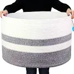  XXXLarge Cotton Rope Basket for Living Room - Woven Storage white and gray