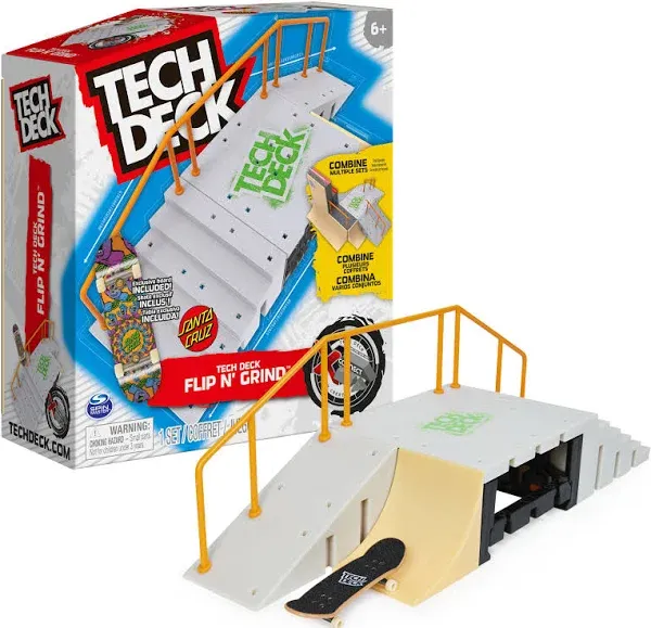 TECH DECK FLIP N GRIND X-Connect Park Ramp Set &amp; SANTA CRUZ FINGER SKATEBOARD