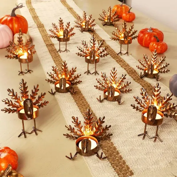 The Holiday Aisle 12 Pack Metal Turkey Tea Light Holders