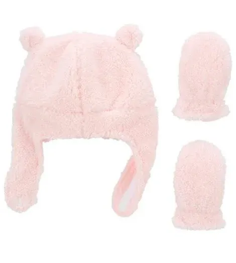 NWT Sherpa baby hat and mitten set