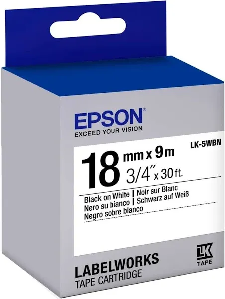 Epson LabelWorks Strong Adhesive LK Tape Cartridge ~3/4" Black on White