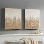 Madison Park Golden Glimmer Gold Heavily Embellished 2-Piece Canvas Wall Art Set