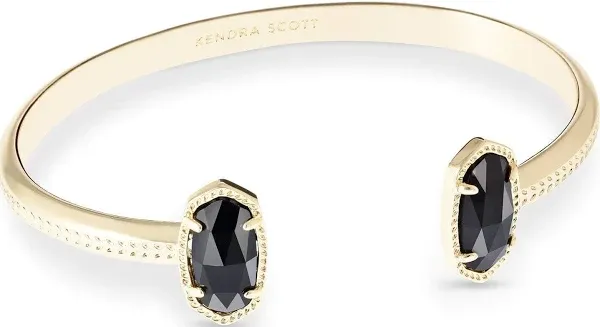 Kendra Scott Elton Gold Cuff Bracelet in Black Opaque Glass