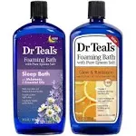 Dr. Teal's Foaming Bath Variety Gift Set (2 Pack, 34oz ea.) Melatonin Sleep Soak & Glow & Radiance with Vitamin C and Citrus Essential Oils Moistu