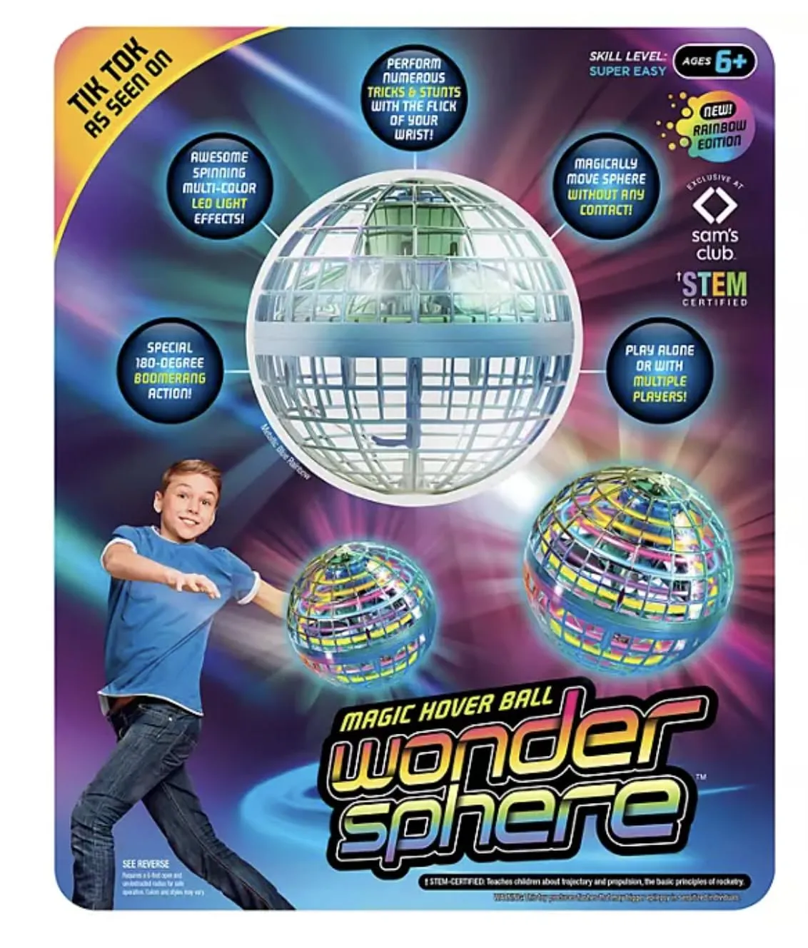 Wonder Sphere Magic Hover Ball Rainbow Edition Stem Certified