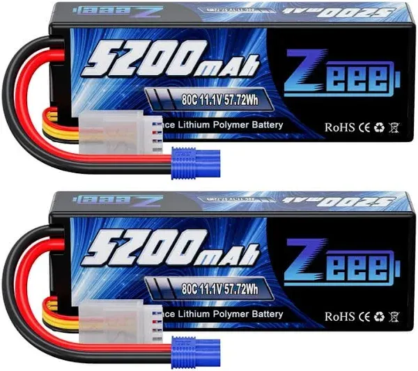 2PCS Zeee 11.1V 80C 5200mAh 3S LiPo Battery Deans for RC Car Truck Heli Airplane