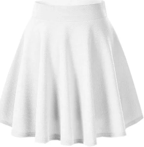 Afibi Casual Mini Stretch Waist Flared Plain Pleated Skater Skirt