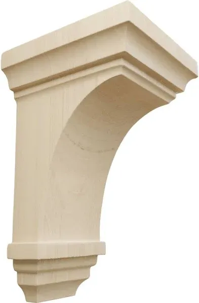 Ekena Millwork CORW03X03X06JERW 3 1/2"W x 3 3/4"D x 6"H Mini Jefferson Wood Corbel, Rubberwood