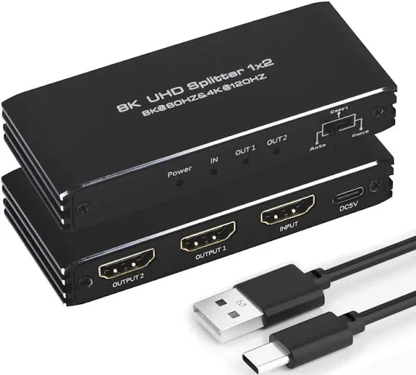 HDMI Splitter 1 in 2 Out 4K 120Hz 8K