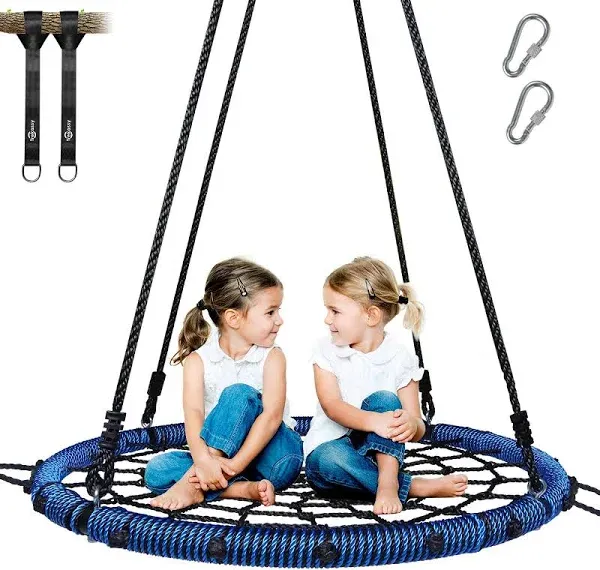 Trekassy 750lb Spider Web Swing 40&#034; for Tree Kids with Steel Frame 2 Tree Straps