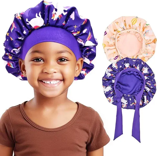 Lolalet 2 PCS Reversible Silk Bonnets for Girls