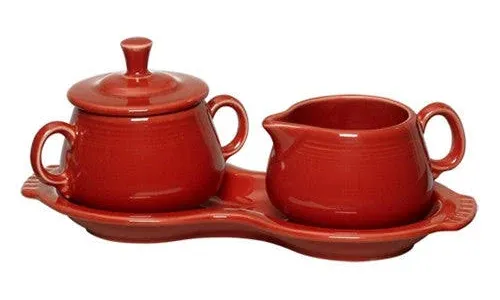 Fiesta Covered Creamer and Sugar Set with Tray