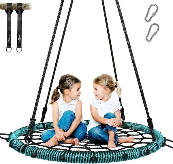 750lbs Spider Web Tree Swing 40&#034; for Kids Adults Outdoor with Adjustable Ropes