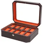 Wolf Windsor 10 Piece Watch Box - Brown/Orange