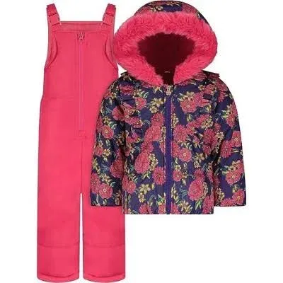 LONDON FOG Girls' Baby Snowsuit With Snowbib and Puffer Jacket