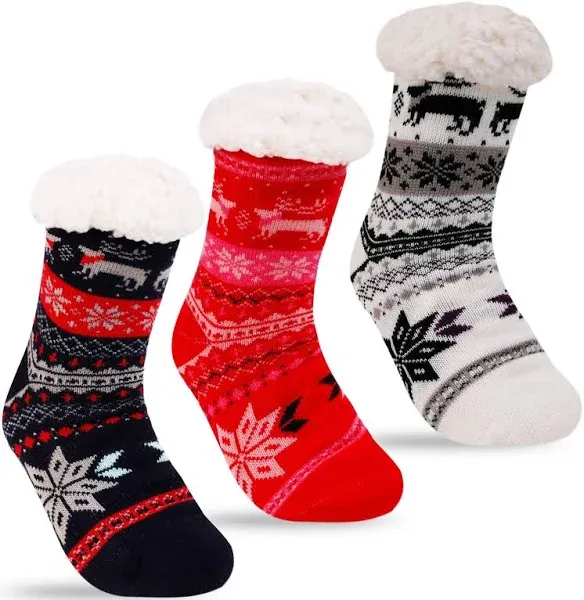 FENELY 3 Pairs Fuzzy Slipper Socks