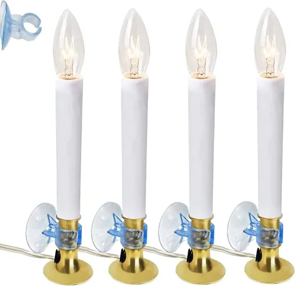 4E&#039;s Novelty 4 Pack Dusk to Dawn Electric Candles for Windows 4 Pack, Brass 