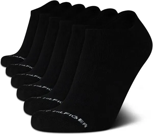 MSRP $27.99 NWT 6-PAIRS PACK TOMMY HILFIGER MEN&#039;S BLACK NO SHOW CUT SOCKS 7-12