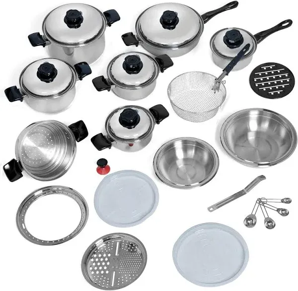 Chef's Secret 28 Piece 12-Element T304 Stainless Steel Waterless Cookware