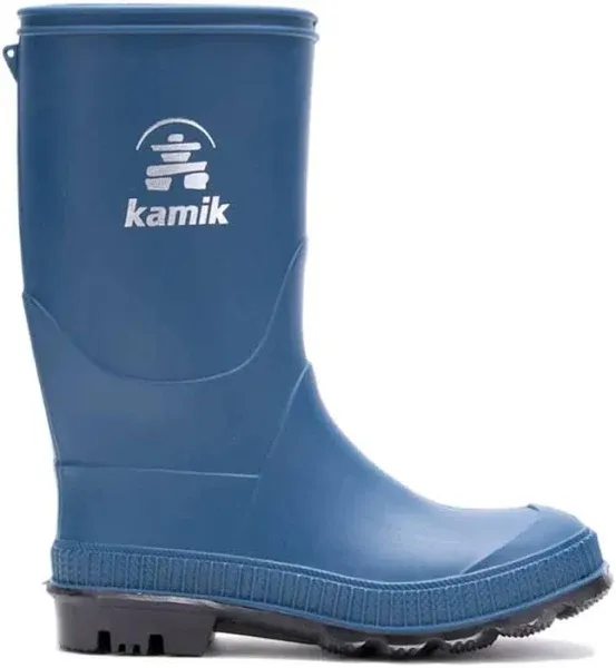 Kids Kamik Stomp Round Toe Synthetic Black Rain Boot Size Youth 9