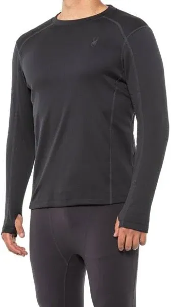 Spyder Active Men&#039;s Midweight Long Sleeve Black Crew Neck Baselayer Shirt Medium