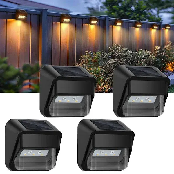 HANBOUNG Solar Fence Lights,Solar Lights Outdoor Waterproof Changing Solar Stair Lights and Garden