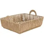 Simplify Vertical Weave Paper Rope Large Shelf Storage Basket with Round Handles