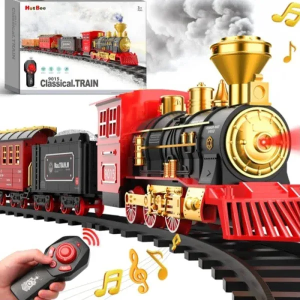 Hot Bee 9015 Classical Train Set Toy Smoke Light Battery Operated