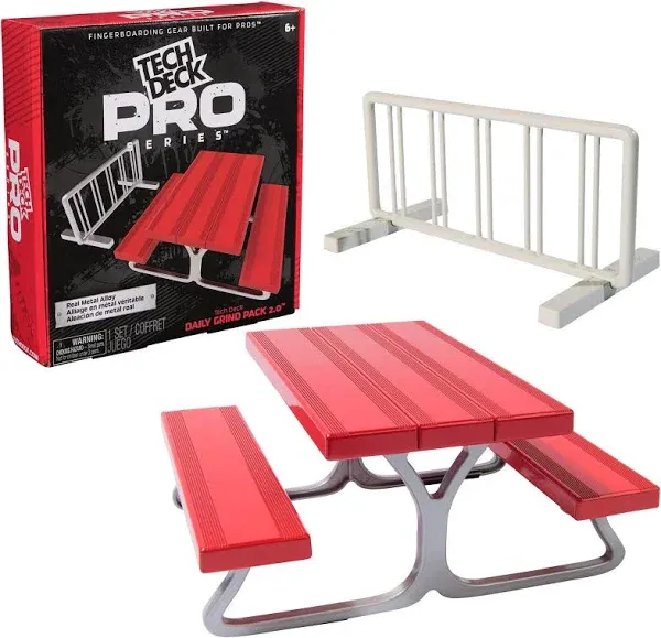 Tech Deck, Pro Series Daily Grind Pack 2.0 with Picnic Table and Bike Rack; Kids Toys for Boys Ages 6 and up (Mini Fingerboard Sold Separately)