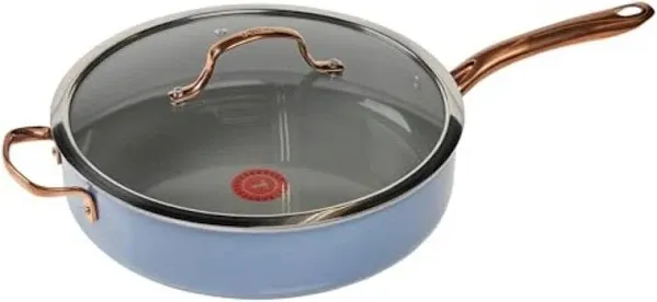 T-fal Preserve Ceramic, Ceramic Non Stick Jumbo Cooker w/Lid & Handle, 5 Quart, Oven Broiler Safe 350F, Easy Food Release, Saute Pan, Deep Frying Pan, Kitchen, Cookware, Pots and Pans, Blue